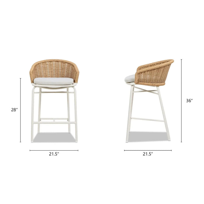 Santorini 28' Wicker Back Outdoor Bar Stool, Set of 2, Wheat Beige Axroma Olefin Default -DTYStore