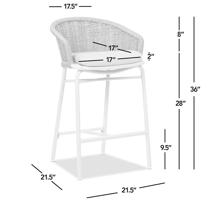 Santorini 28' Wicker Back Outdoor Bar Stool, Set of 2, Wheat Beige Axroma Olefin Default -DTYStore