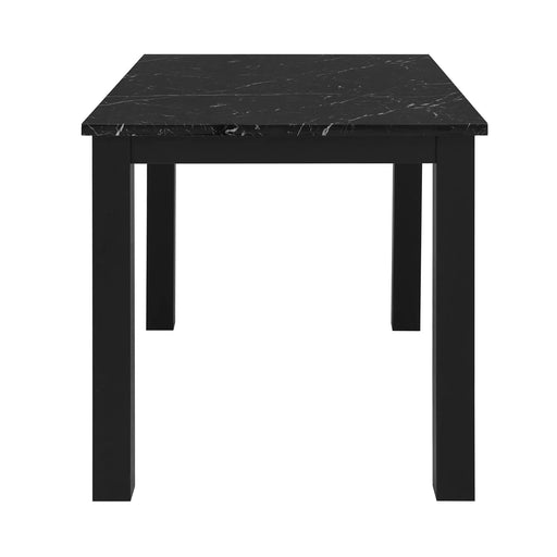 Sarang Contemporary Black Dining Table and Silver Chairs Set with Faux Marble Top and Wood Frame Default -DTYStore