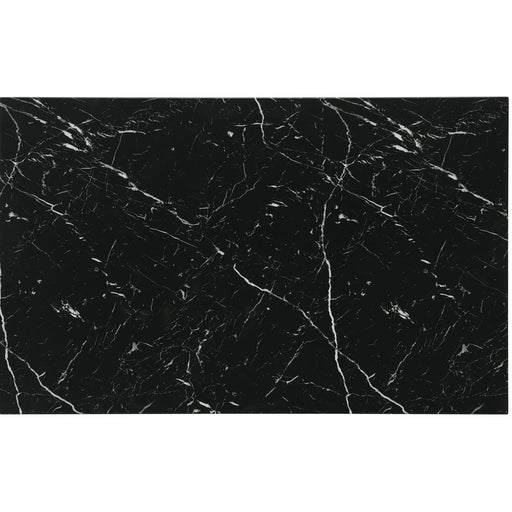 Sarang Contemporary Black Dining Table and Silver Chairs Set with Faux Marble Top and Wood Frame Default -DTYStore