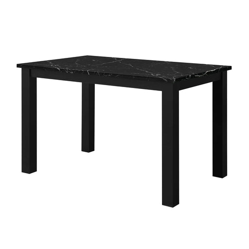 Sarang Contemporary Black Dining Table and Silver Chairs Set with Faux Marble Top and Wood Frame Default -DTYStore