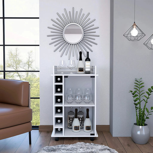Savannah 6-Bottle 3-Shelf Bar Cart White Default -DTYStore