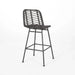 Sawtelle Outdoor Wicker Barstools Set of 2 with Faux Rattan and Iron Frame in Gray and Black Finish Default -DTYStore