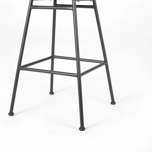 Sawtelle Outdoor Wicker Barstools Set of 2 with Faux Rattan and Iron Frame in Gray and Black Finish Default -DTYStore