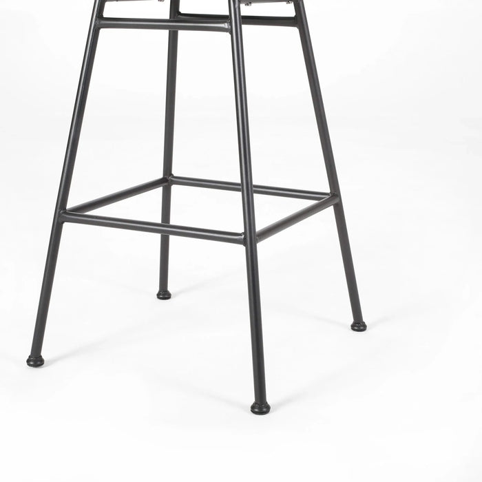 Sawtelle Outdoor Wicker Barstools Set of 2 with Faux Rattan and Iron Frame in Gray and Black Finish Default -DTYStore