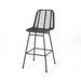 Sawtelle Outdoor Wicker Barstools Set of 2 with Faux Rattan and Iron Frame in Gray and Black Finish Default -DTYStore