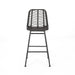 Sawtelle Outdoor Wicker Barstools Set of 2 with Faux Rattan and Iron Frame in Gray and Black Finish Default -DTYStore