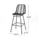 Sawtelle Outdoor Wicker Barstools Set of 2 with Faux Rattan and Iron Frame in Gray and Black Finish Default -DTYStore