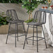 Sawtelle Outdoor Wicker Barstools Set of 2 with Faux Rattan and Iron Frame in Gray and Black Finish Default -DTYStore