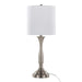Sawyer 25' Contemporary Metal Table Lamp in Brushed Nickel with White Linen Shade and Built-in USB Port from Grandview Gallery by LumiSource - Set of 2 Default -DTYStore