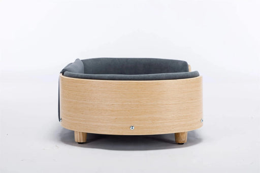 Scandinavian style Elevated Dog Bed Pet Sofa With Solid Wood legs and Bent Wood Back, Velvet Cushion,Mid Size,Dark Grey Default -DTYStore