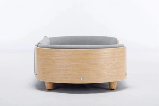 Scandinavian style Elevated Dog Bed Pet Sofa With Solid Wood legs and Bent Wood Back, Velvet Cushion,Mid Size Light Grey Default -DTYStore