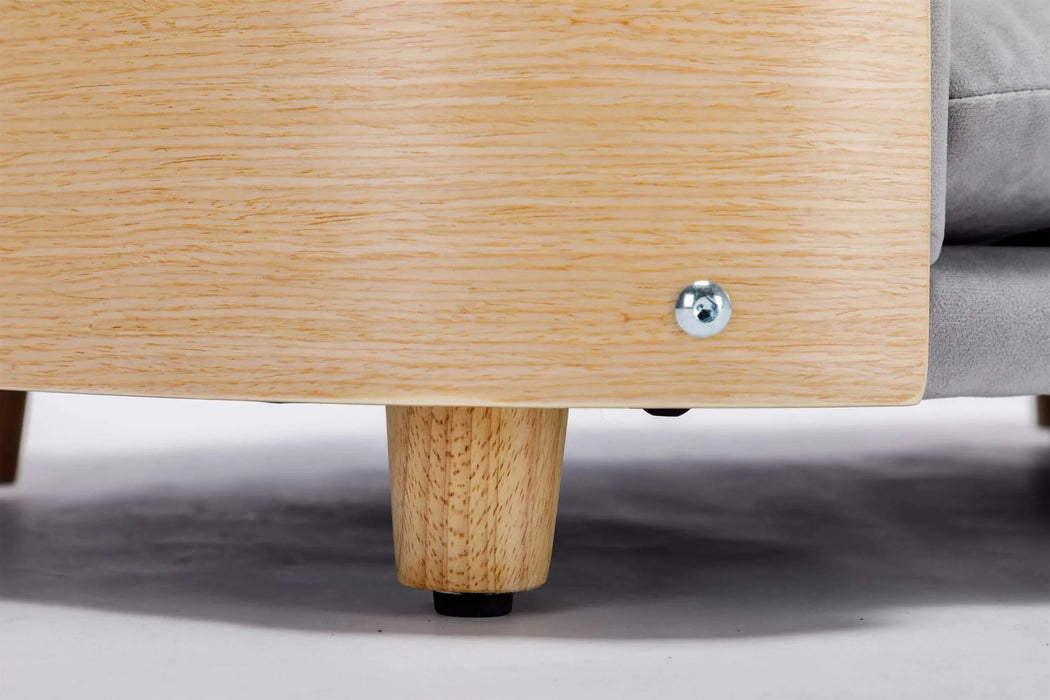 Scandinavian style Elevated Dog Bed Pet Sofa With Solid Wood legs and Bent Wood Back, Velvet Cushion,Mid Size Light Grey Default -DTYStore