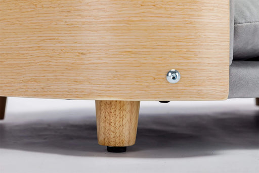 Scandinavian style Elevated Dog Bed Pet Sofa With Solid Wood legs and Bent Wood Back, Velvet Cushion,Mid Size Light Grey Default -DTYStore