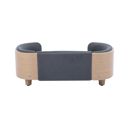 Scandinavian style Elevated Dog Bed Pet Sofa With Solid Wood legs and Bent Wood Back, Velvet Cushion,Small Size -DTYStore