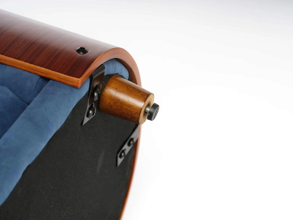 Scandinavian style Elevated Dog Bed Pet Sofa With Solid Wood legs and Walnut Bent Wood Back,Velvet Dark Blue,Small Size Default -DTYStore