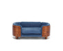 Scandinavian style Elevated Dog Bed Pet Sofa With Solid Wood legs and Walnut Bent Wood Back,Velvet Dark Blue,Small Size Default -DTYStore