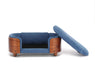 Scandinavian style Elevated Dog Bed Pet Sofa With Solid Wood legs and Walnut Bent Wood Back,Velvet Dark Blue,Small Size Default -DTYStore