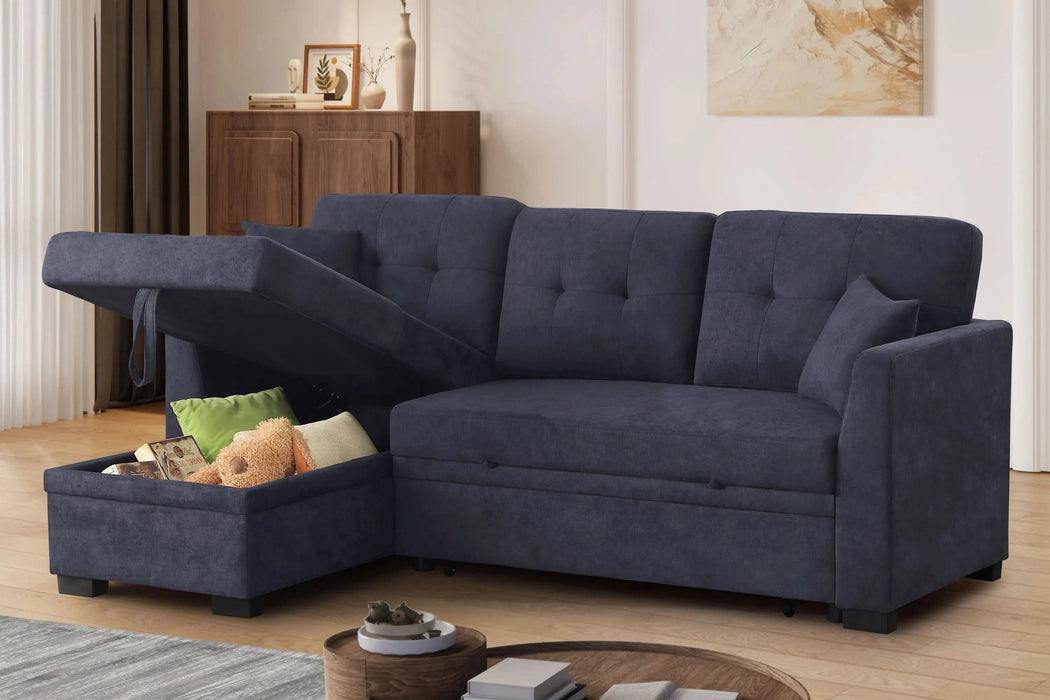 Sectional Sofa Bed, Dark Blue Default -DTYStore
