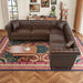 Sectional Sofa Couch for Living Room, L Shaped Reversible Modern Chesterfield Sofa with Rolled Arms and Nailhead, 5 Seat Tufted Couch for Small or Large Space(Dark Brown) PU Leather Default -DTYStore