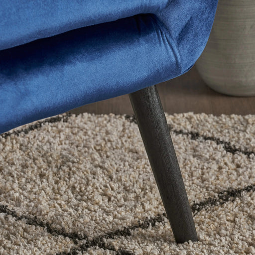 Seigfried Mid-Century Velvet Arm Chair, Navy Blue / Black, 28.5D x 34.25W x 39.75H in Default -DTYStore