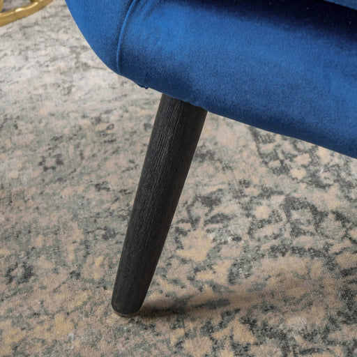 Seigfried Mid-Century Velvet Arm Chair, Navy Blue / Black, 28.5D x 34.25W x 39.75H in Default -DTYStore