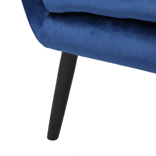 Seigfried Mid-Century Velvet Arm Chair, Navy Blue / Black, 28.5D x 34.25W x 39.75H in Default -DTYStore