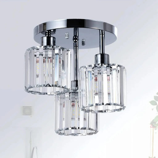 Semi Flush Mount Ceiling,3-Light Kitchen Mount,Hallway Light Fixtures Ceiling with Clear Crystal Shades for Kitchen Entryway Bedroom Bathroom Foyer Default -DTYStore