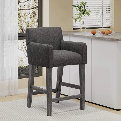 Serenitia 26-inch Upholstered Counter Chair with Straight Arm, Charcoal Default -DTYStore
