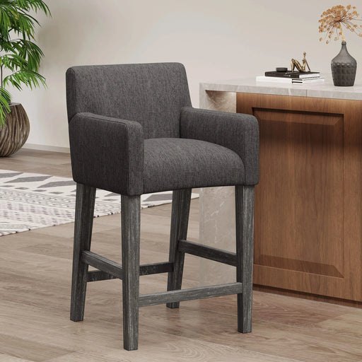 Serenitia 26-inch Upholstered Counter Chair with Straight Arm, Charcoal Default -DTYStore