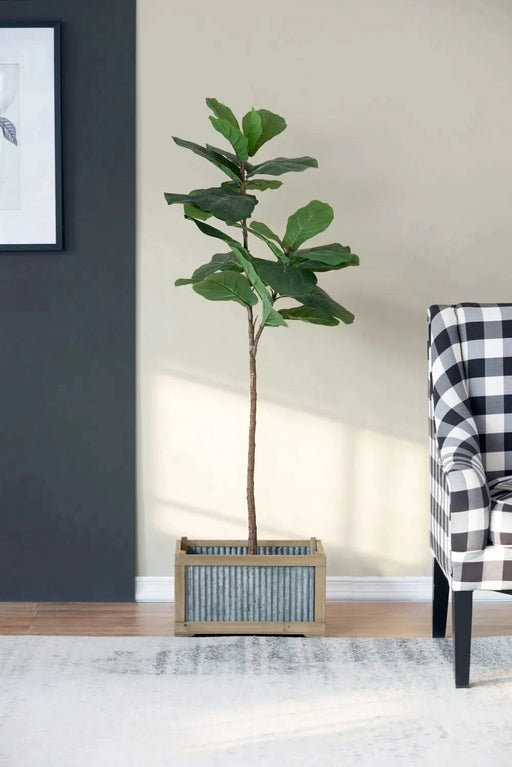 Set Of 2 Rectangular Rustic Planter, L:20x14x11.5' S:17x12x10' Default -DTYStore