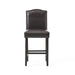 Set of 2, 26.25' Upholstered Counter Height Barstools with Nailhead Trim, Brown and Walnut, PU Default -DTYStore