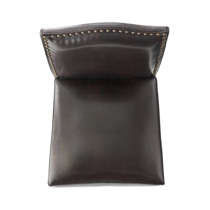 Set of 2, 26.25' Upholstered Counter Height Barstools with Nailhead Trim, Brown and Walnut, PU Default -DTYStore