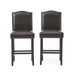 Set of 2, 26.25' Upholstered Counter Height Barstools with Nailhead Trim, Brown and Walnut, PU Default -DTYStore