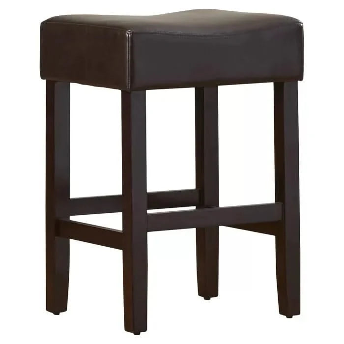 Set of 2, 26.75' Backless Faux Leather Counter Height Barstool Default -DTYStore