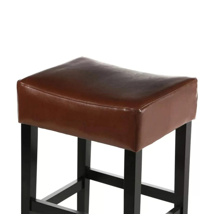 Set of 2, 26.75' Backless Faux Leather Counter Height Barstool, Brown Default -DTYStore