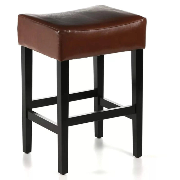 Set of 2, 26.75' Backless Faux Leather Counter Height Barstool, Brown Default -DTYStore