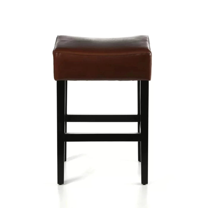 Set of 2, 26.75' Backless Faux Leather Counter Height Barstool, Brown Default -DTYStore