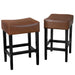 Set of 2, 26.75' Backless Faux Leather Counter Height Barstool, Brown Default -DTYStore