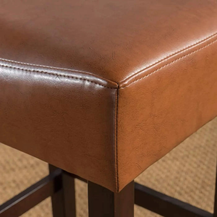Set of 2, 26.75' Backless Faux Leather Counter Height Barstool, Brown Default -DTYStore