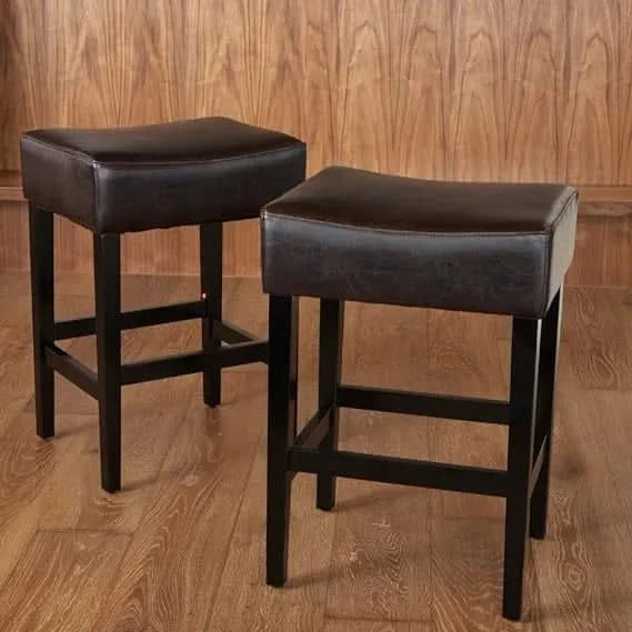 Set of 2, 26.75' Backless Faux Leather Counter Height Barstool Default -DTYStore