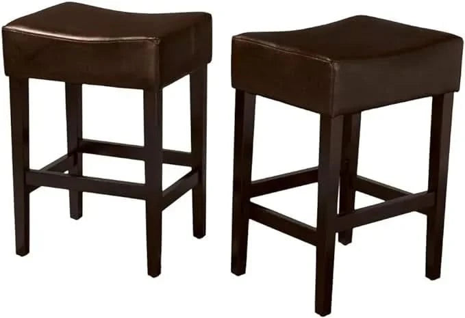 Set of 2, 26.75' Backless Faux Leather Counter Height Barstool Default -DTYStore