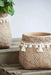 Set of 2 6.5x6.5x6' Brown Cement Planter with Woven Tassel Accent Default -DTYStore