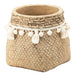 Set of 2 6.5x6.5x6' Brown Cement Planter with Woven Tassel Accent Default -DTYStore
