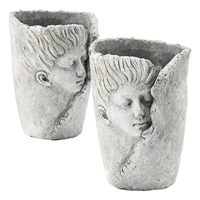 Set of 2 6.5x6x8.5' Sleep Face Accent Planter Default -DTYStore