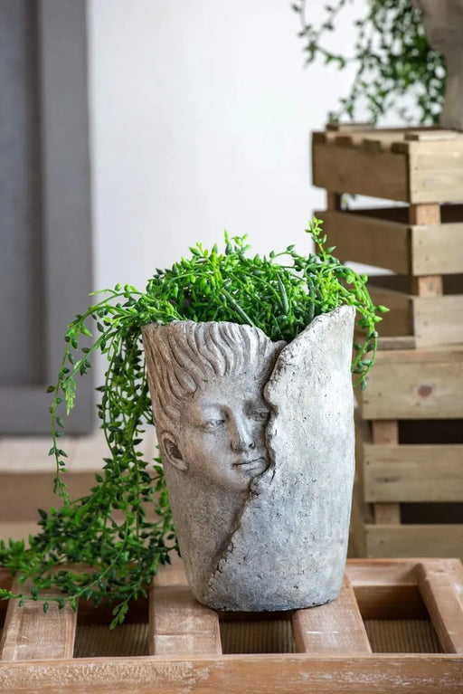 Set of 2 6.5x6x8.5' Sleep Face Accent Planter Default -DTYStore