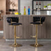 Set of 2 Bar Stools,with Chrome Footrest and Base Swivel Height Adjustable Mechanical Lifting Velvet + Golden Leg Simple Bar Stool-Black Default -DTYStore