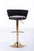 Set of 2 Bar Stools,with Chrome Footrest and Base Swivel Height Adjustable Mechanical Lifting Velvet + Golden Leg Simple Bar Stool-Black Default -DTYStore