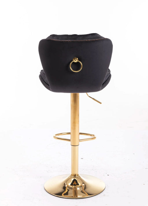 Set of 2 Bar Stools,with Chrome Footrest and Base Swivel Height Adjustable Mechanical Lifting Velvet + Golden Leg Simple Bar Stool-black Default -DTYStore
