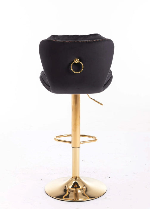 Set of 2 Bar Stools,with Chrome Footrest and Base Swivel Height Adjustable Mechanical Lifting Velvet + Golden Leg Simple Bar Stool-black Default -DTYStore